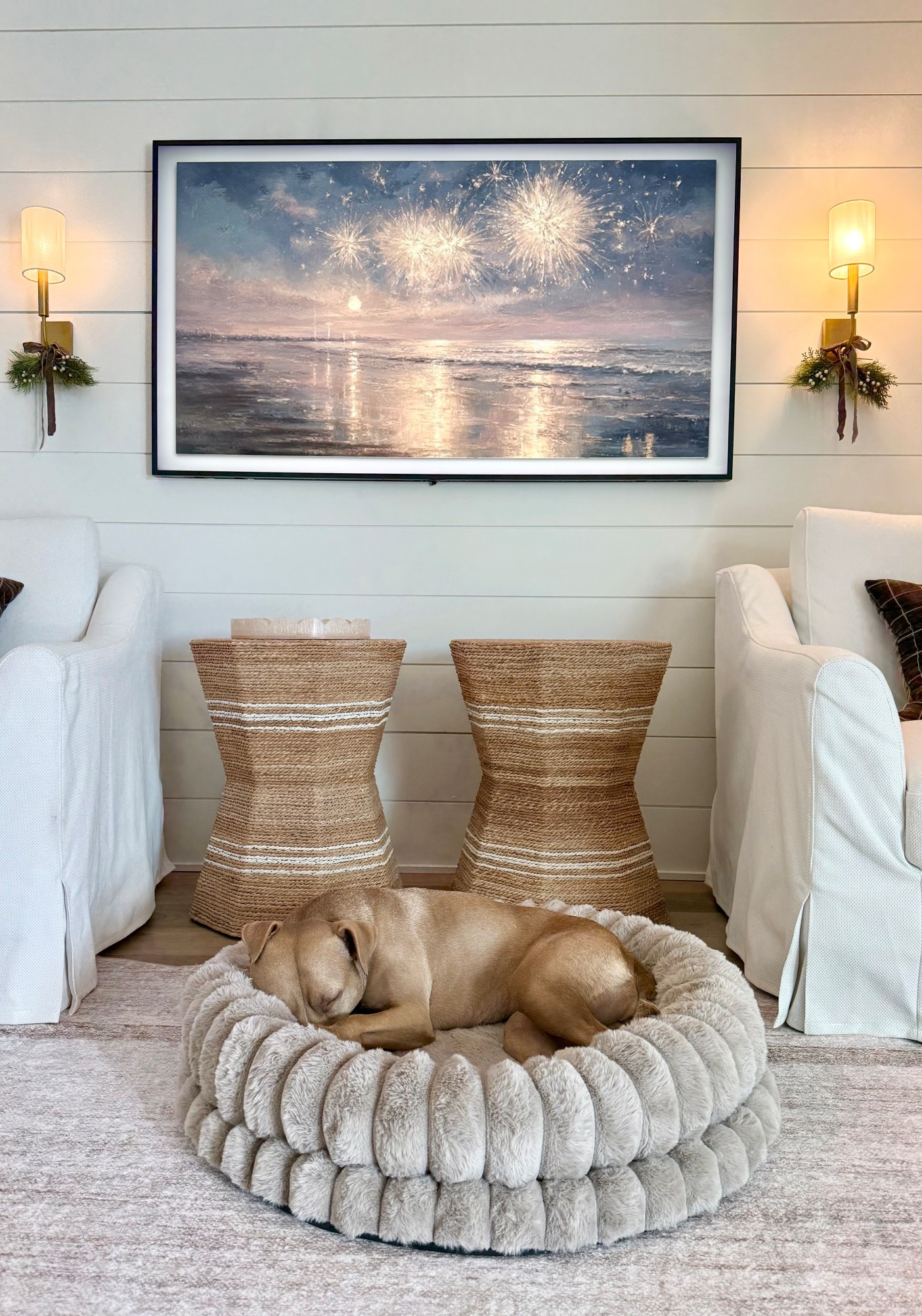 Dog bed luxury pet decor washable rug frame tv living room home interior 

#LTKHome #LTKFindsUnder50