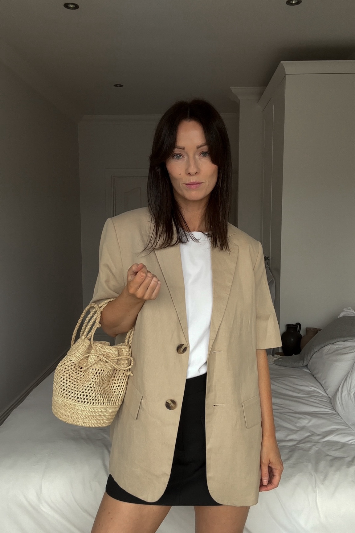 Simple outfit for Summer in the city 

#summerstyle #shortsleeveblazer #whitetshirt #miniskirt #womenfashion #womenstyle #chiclooks #simplestyling #waystowear 

#LTKsummer #LTKstyletip #LTKeurope