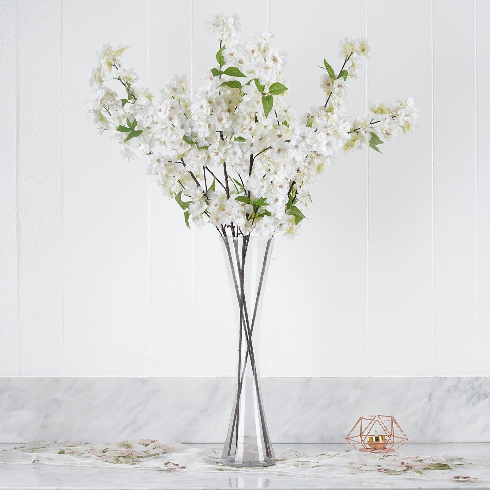 Efavormart 4 Bushes 40" Tall Silk Artificial Flowers Faux Cherry Blossoms Branches White | Walmart (US)