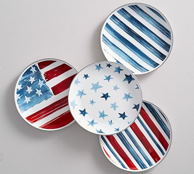 Americana Watercolor Enamel Salad Plates, Set of 4 - Assorted | Pottery Barn (US)