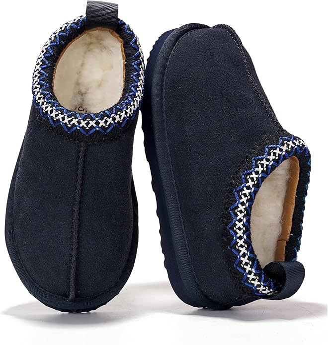 Project Cloud 100% Genuine Leather & Australian Shearling Slippers for Kids - Memory Foam Fuzzy &... | Amazon (US)