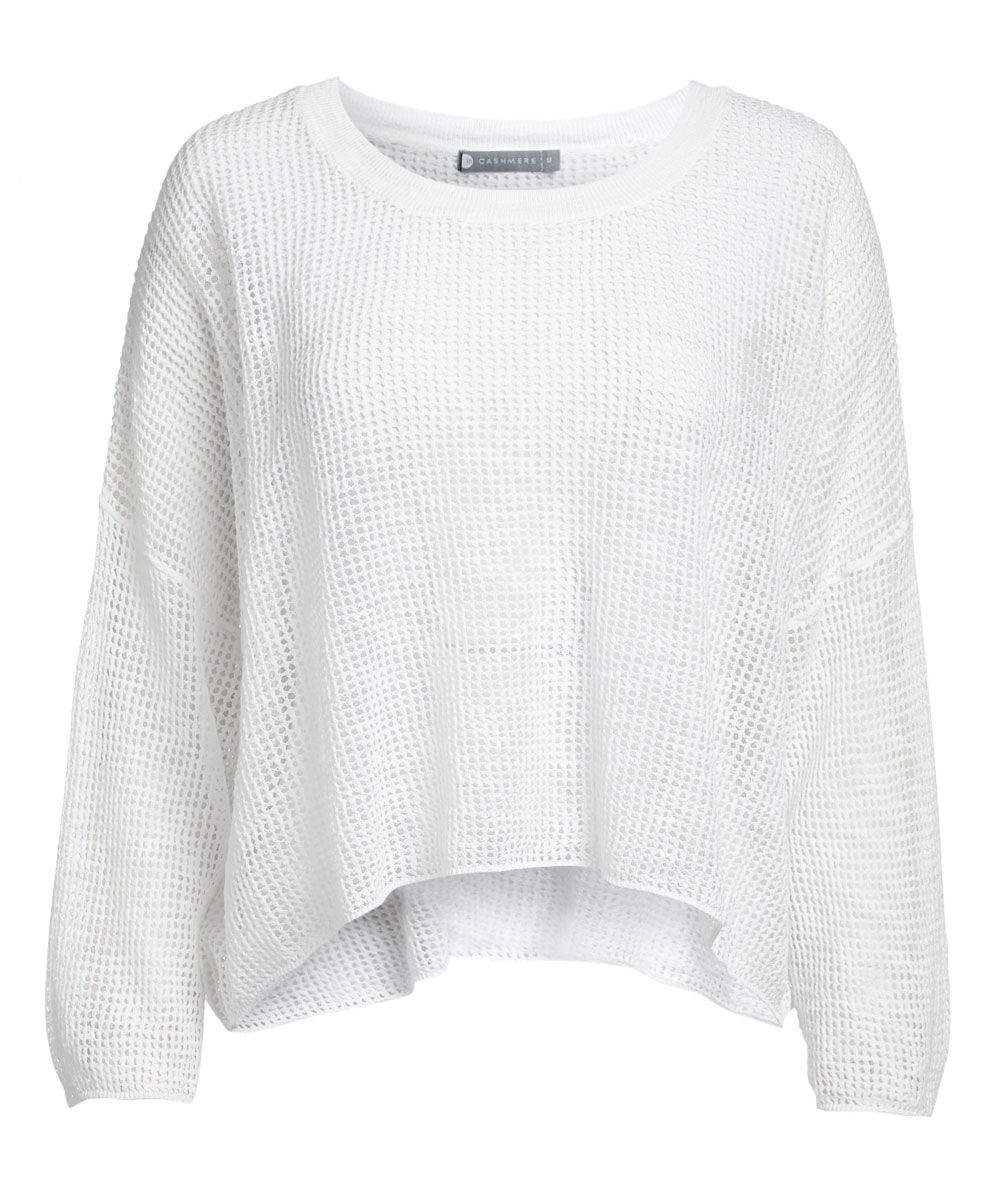 In Cashmere Women's Pullover Sweaters White - White Linen-Blend Sweater - Women | Zulily