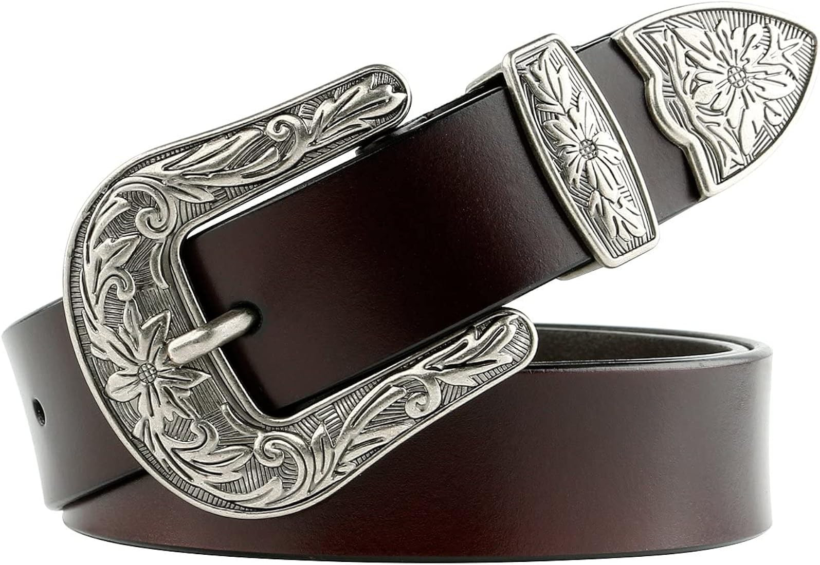 JASGOOD Women Leather Belts Ladies Vintage Western Design Black Waist Belt for Pants Jeans Dresse... | Amazon (US)