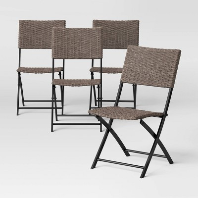 4pc Wicker Patio Dining Folding Chairs Brown - Room Essentials™ | Target