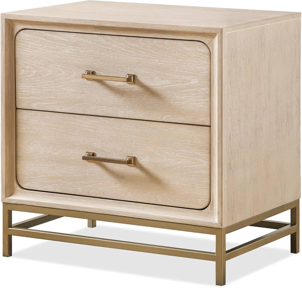 Furniture of America Don Transitional Solid Wood Nightstand with Drawers and Metal Legs, Small Be... | Amazon (US)