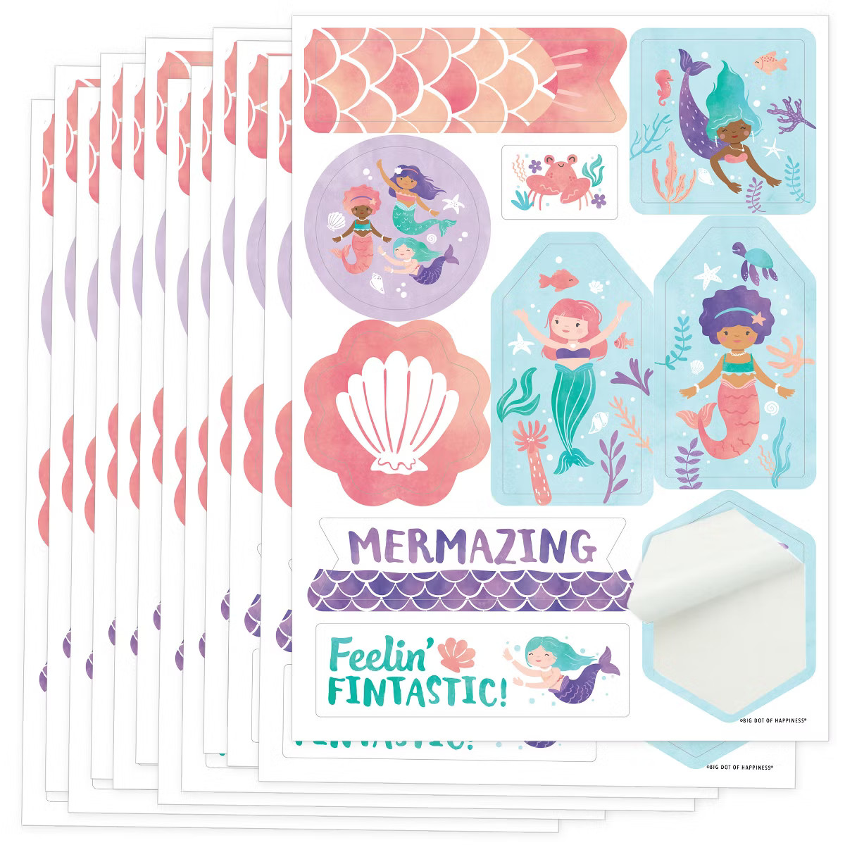 Big Dot of Happiness Mermaid Party Favor Sticker Sheet Sets, Mermaid Birthday Party Favors for Gi... | Target