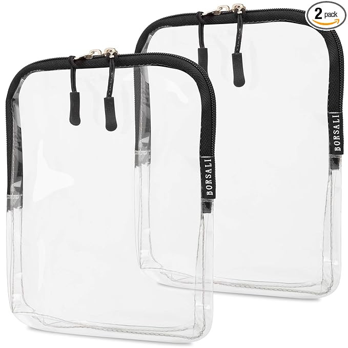 BORSALI TSA Approved Toiletry Bag - Clear Quart Size for 3-1-1 Carry On Travel - Makeup Organizer... | Amazon (US)