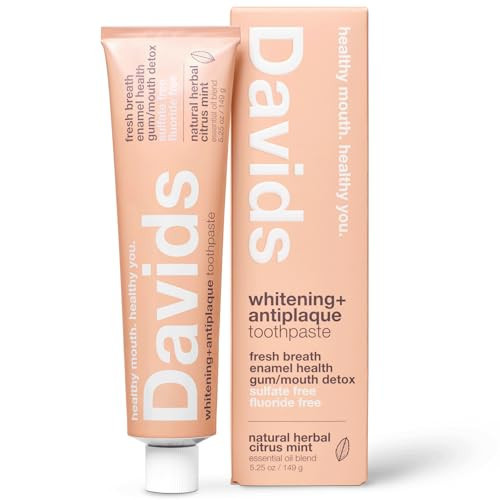 Davids Fluoride Free Toothpaste, Teeth Whitening, Antiplaque, SLS (Sulfate) Free, Promotes Enamel Health, Mouth & Gum Detox, EWG Verified, Natural Herbal Citrus Mint, 5.25oz | Amazon (US)