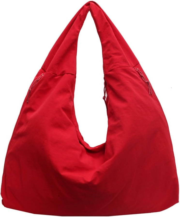 Slouchy Tote Bag 2026 Nylon Solid Pleated Handbag Men Women Large Shoulder Travel Gym Casual Comm... | Amazon (US)