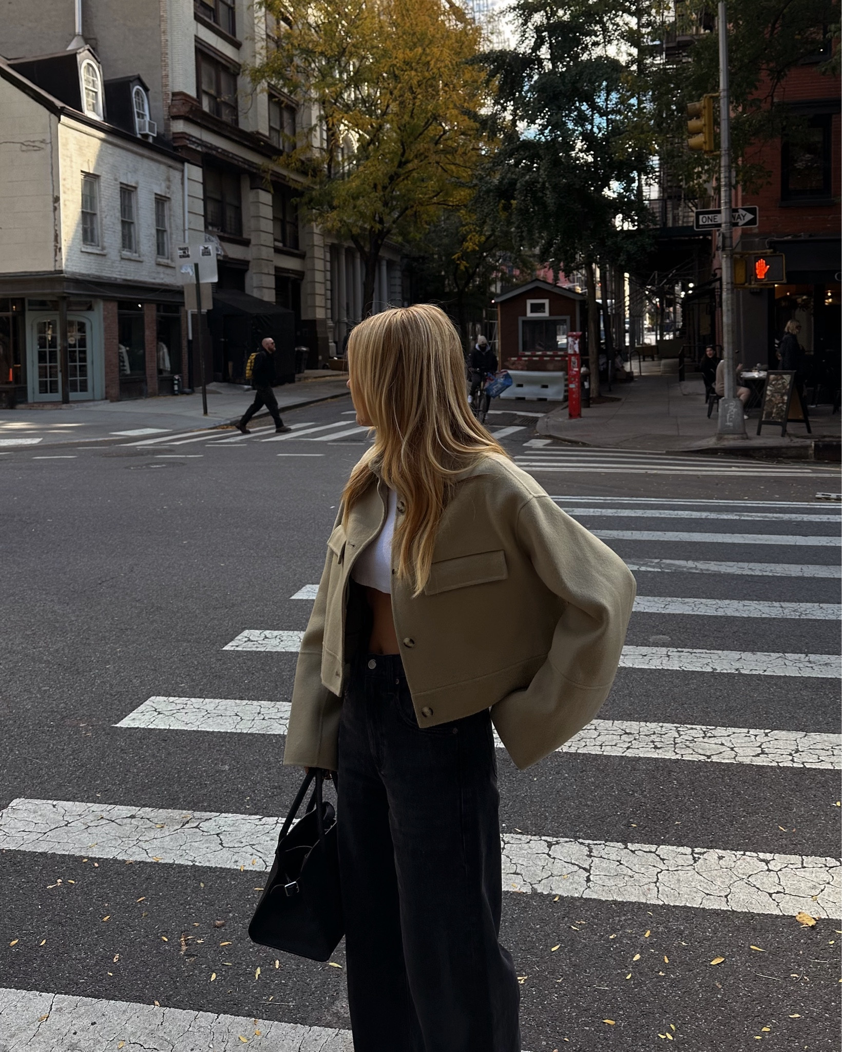 fall outfit - cozy jacket, the best jeans too! Oversized, I am wearing 23 (normally a size 24-25) 