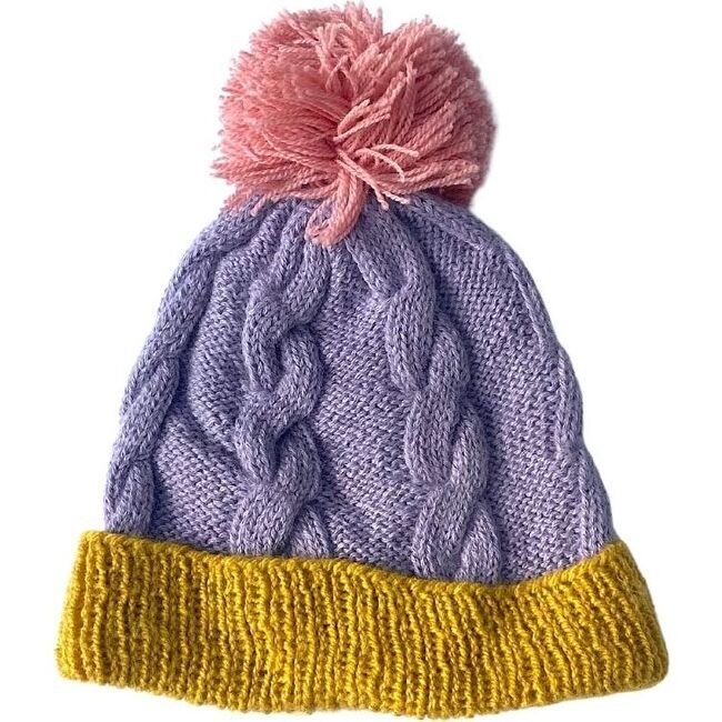 Cable Pom Hat, Lavender | Maisonette