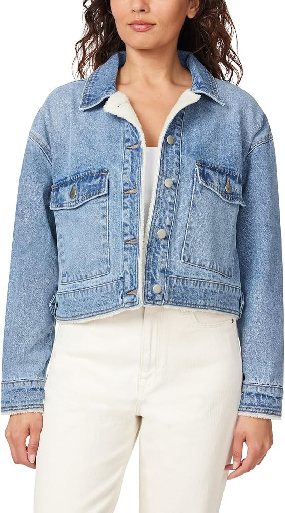 kensie Jeans for Women Crop Cargo Jacket with Sherpa Lining, Sizes Small to X-Large | Amazon (US)