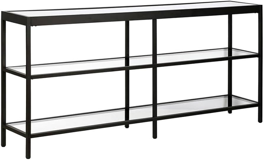 Pemberly Row Modern 64" Metal 3-Shelf Short Console Table in Black and Bronze | Amazon (US)