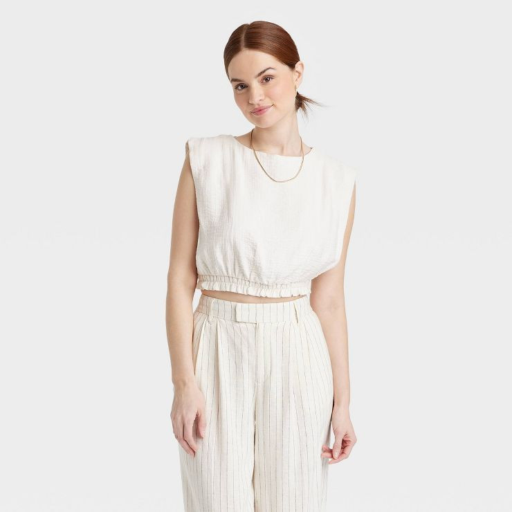 Women's Slim Fit Extended Shoulder Gauze Tank Top - A New Day™ | Target