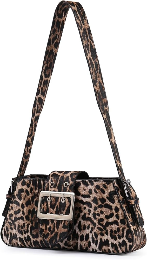 Women's Leopard Print Shoulder Bag - PU Leather Handbag with Magnetic Closure | Amazon (US)
