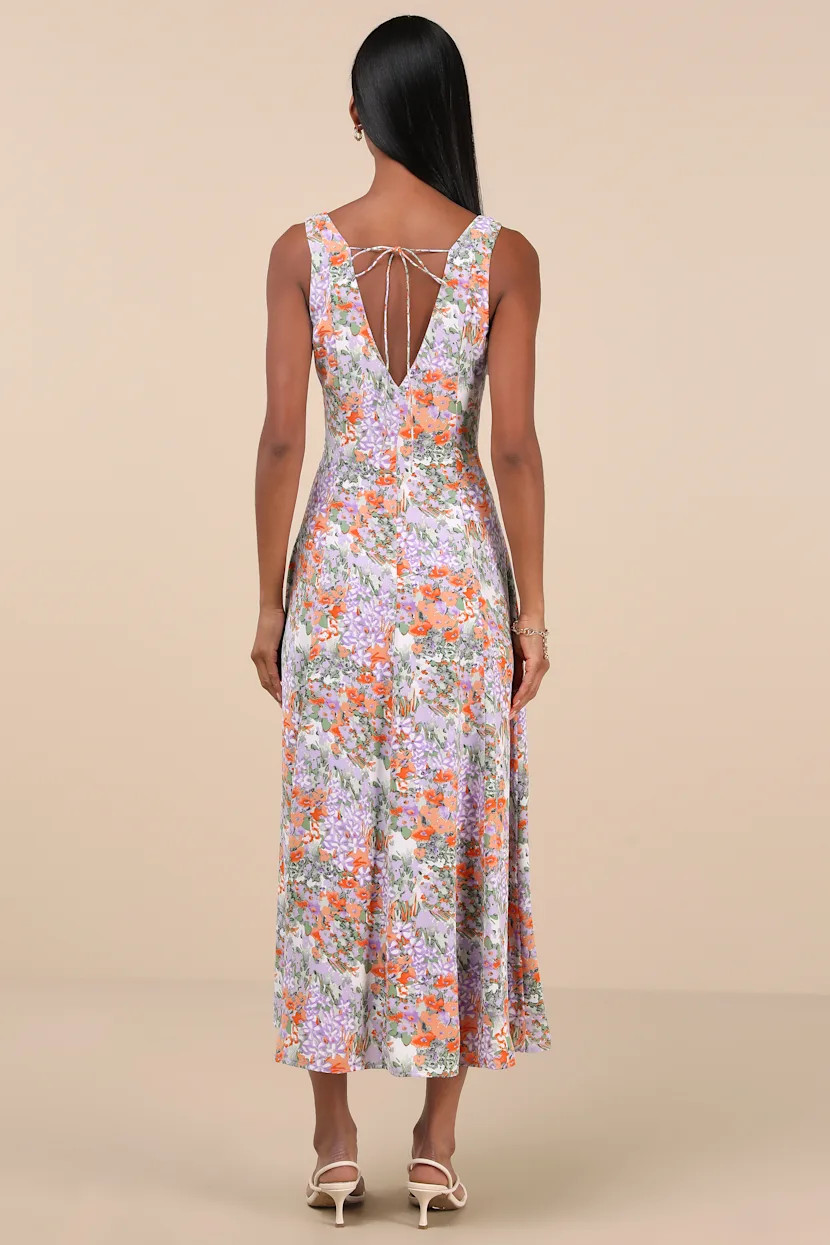 Your Only Darling Lavender Floral Print Sleeveless Midi Dress | Lulus