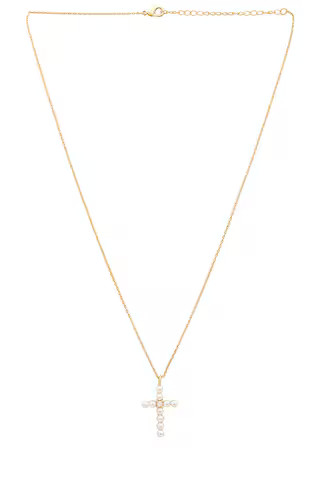 By Adina Eden Pearl X Cz Cross Pendant Necklace in Gold from Revolve.com | Revolve Clothing (Global)