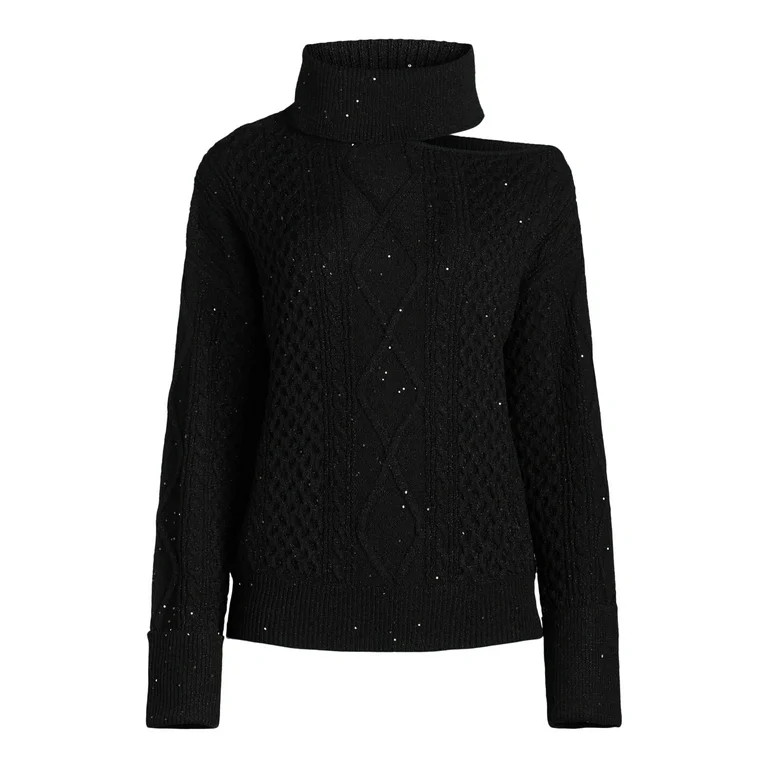 Sofia Jeans Women's Cozy Shine Sweater with Long Sleeves, Mid-weight, Sizes XS-XXXL | Walmart (US)