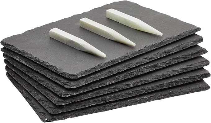 Juvale Set of 6 Mini Slate Charcuterie Boards with Chalk, Individual Stone Plates for Cheese, Mea... | Amazon (US)