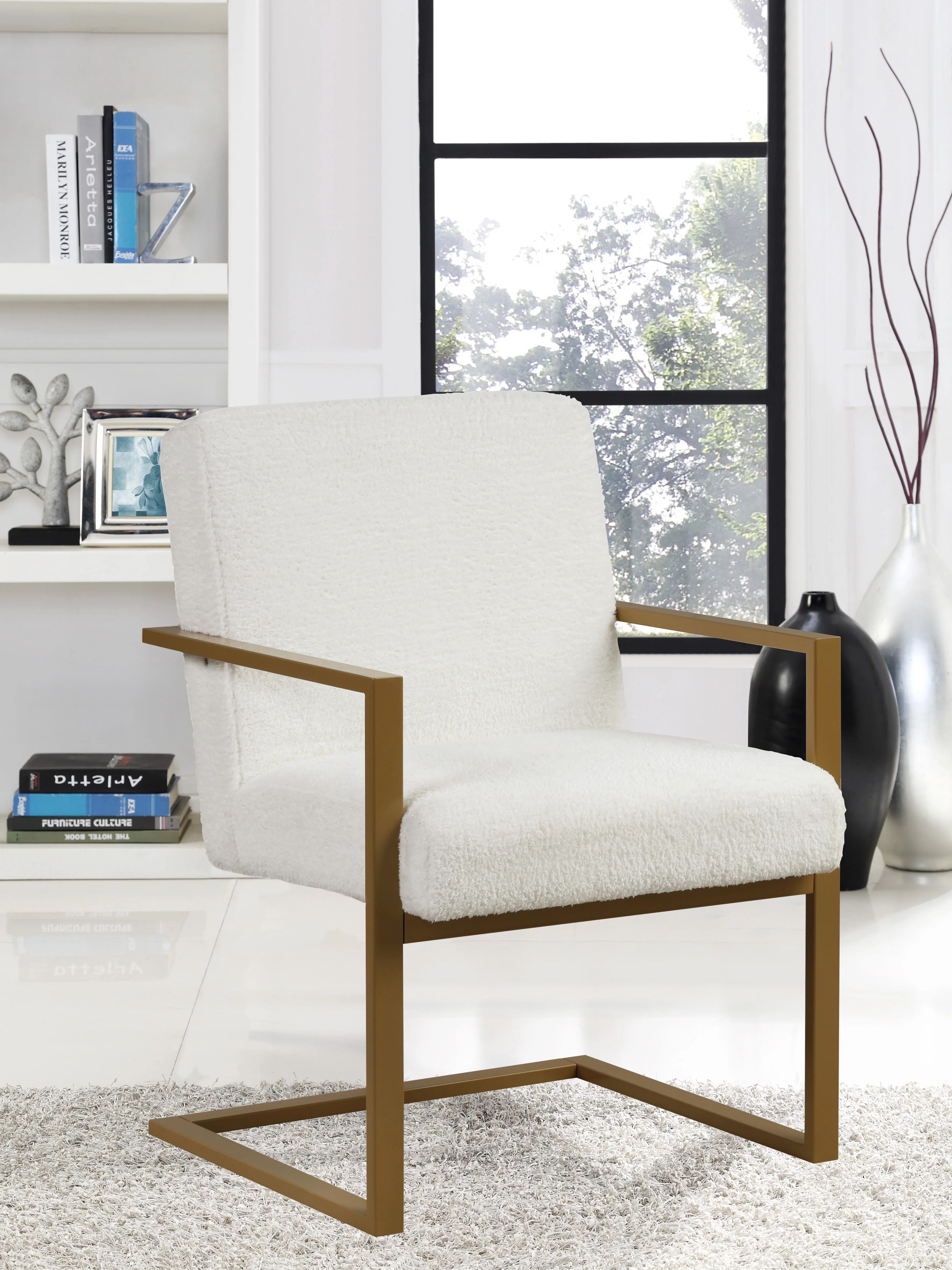 Ember Interiors Silas Modern Lounge Chair with Arms, Cream Fabric - Walmart.com | Walmart (US)