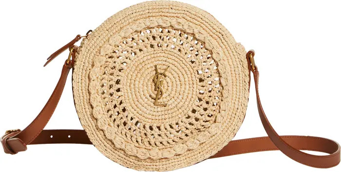 Saint Laurent Sac Rond Raffia Shoulder Bag | Nordstrom | Nordstrom