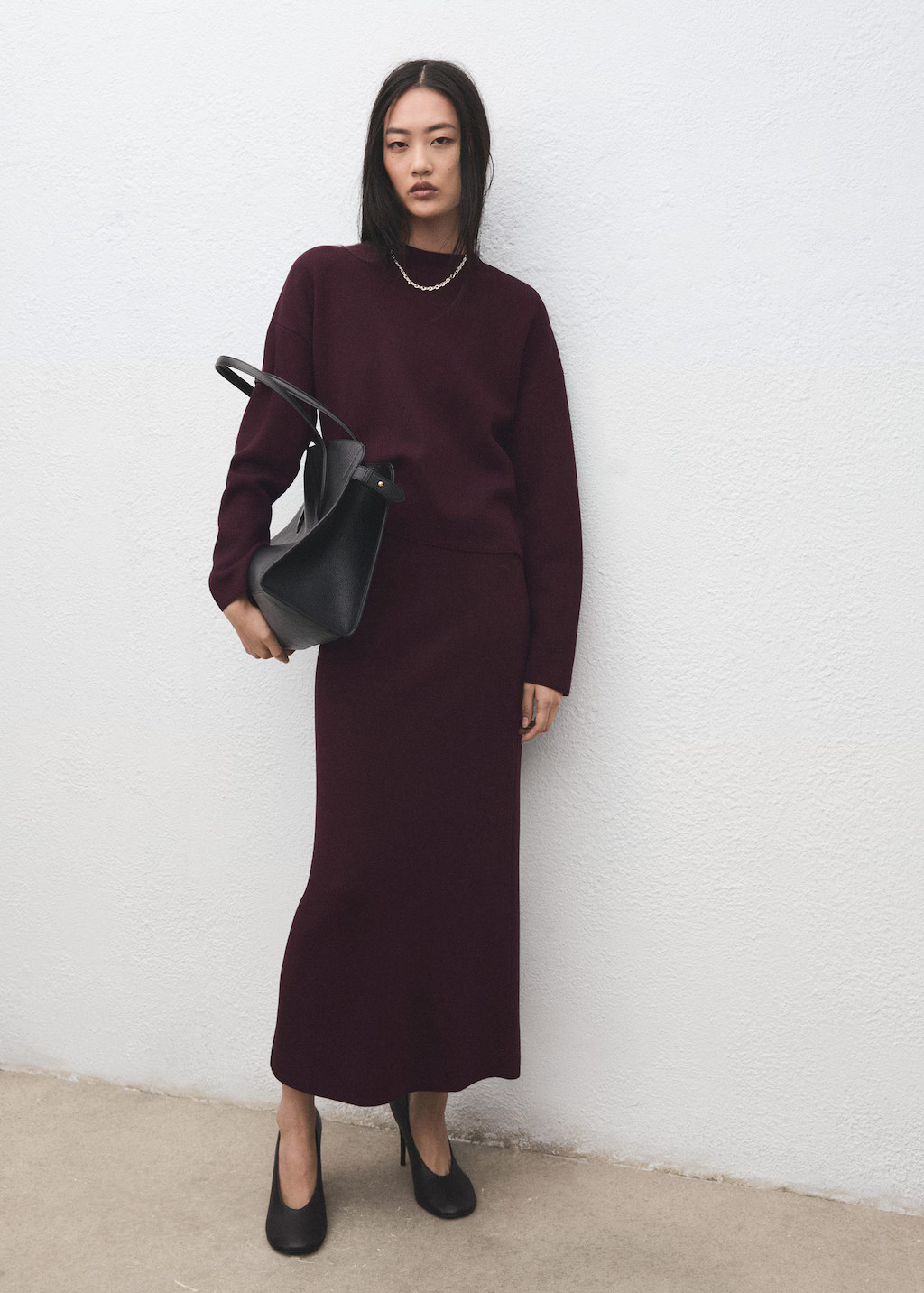 Round-neck knitted sweater wine - Woman - S - MANGO | Mango (US/MX/AU)