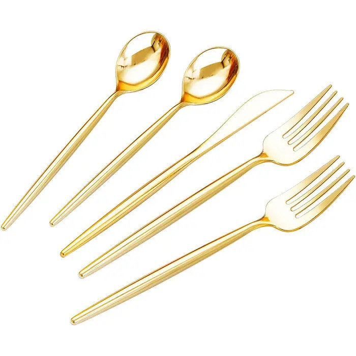300 Pcs Gold Plastic Cutlery, Gold Utensils Disposable | Bed Bath & Beyond