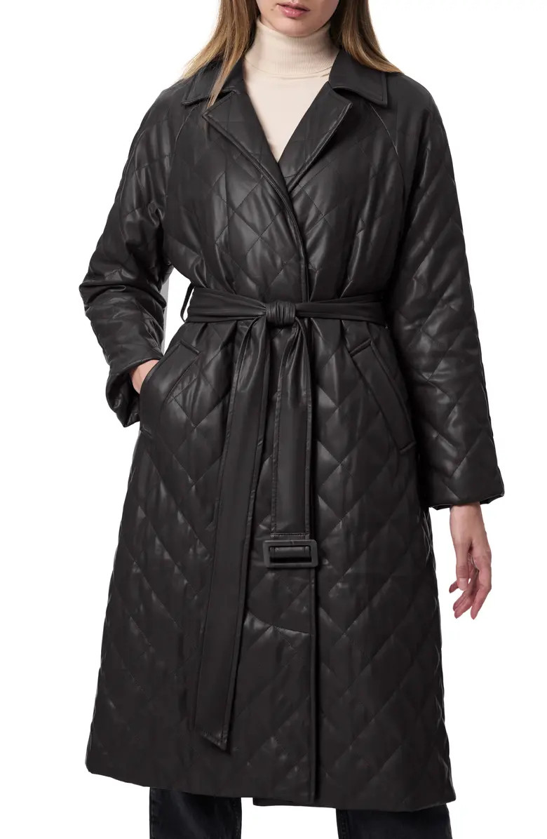 Quilted Faux Leather Trench Coat | Nordstrom Rack