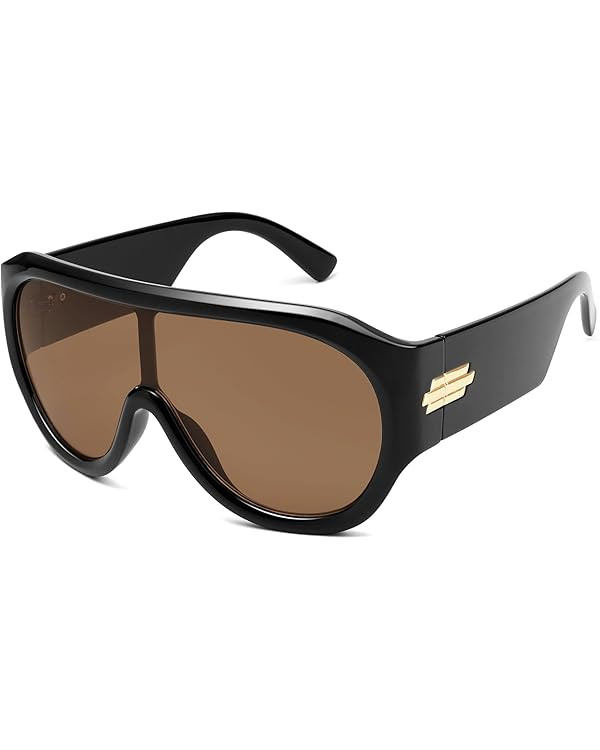 Oversized Aviator Sunglasses for Men Women Trendy Wrap Around Sun Glasses AR82273 | Amazon (US)