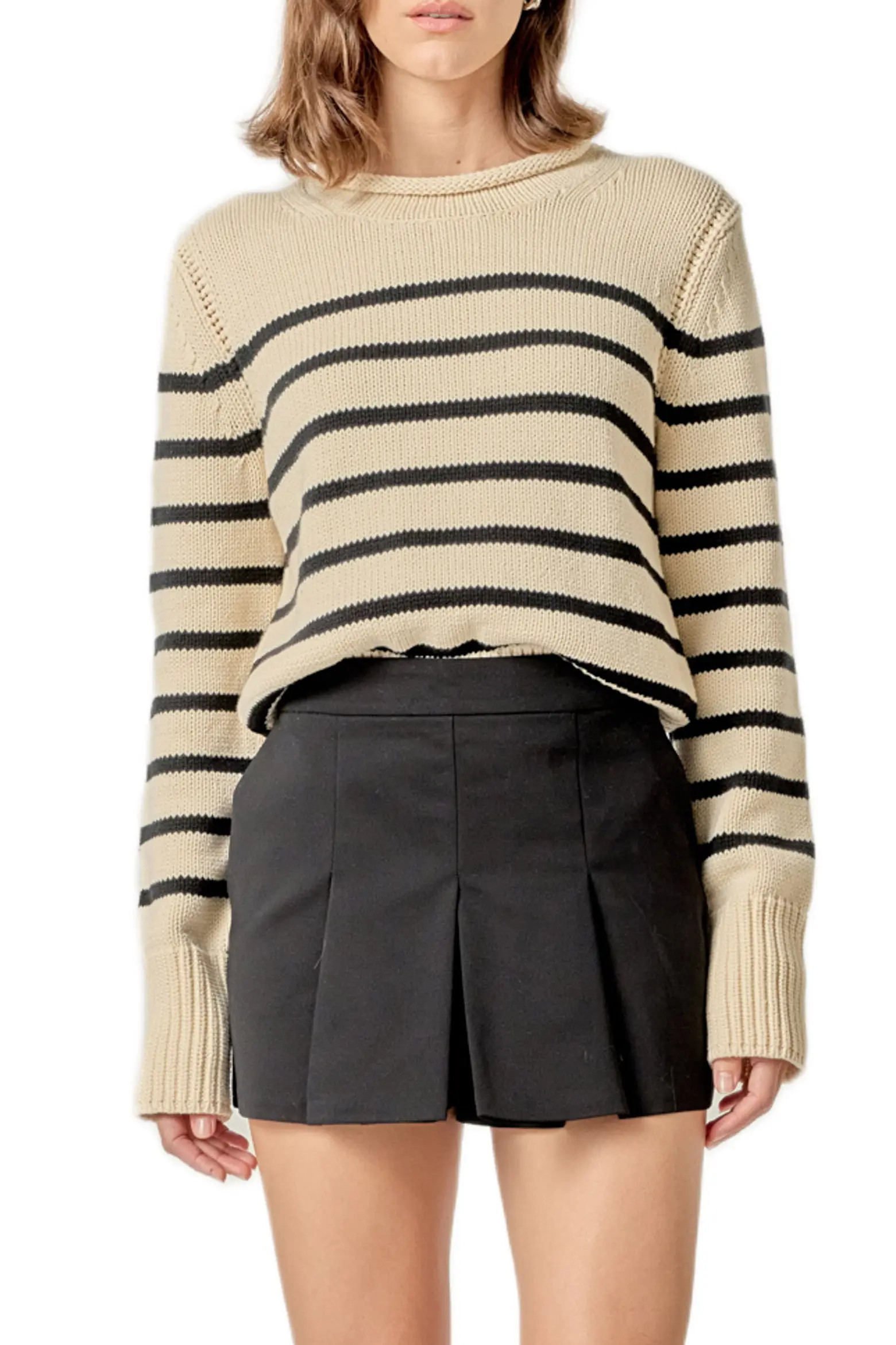 Stripe Roll Neck Cotton Blend Sweater (Women) | Nordstrom | Nordstrom