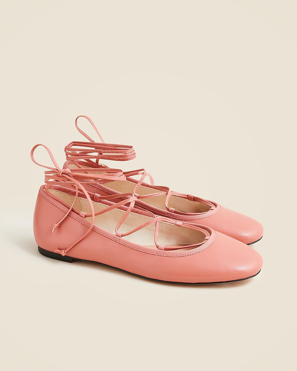 Andi lace-up ballet flats in leather | J. Crew US