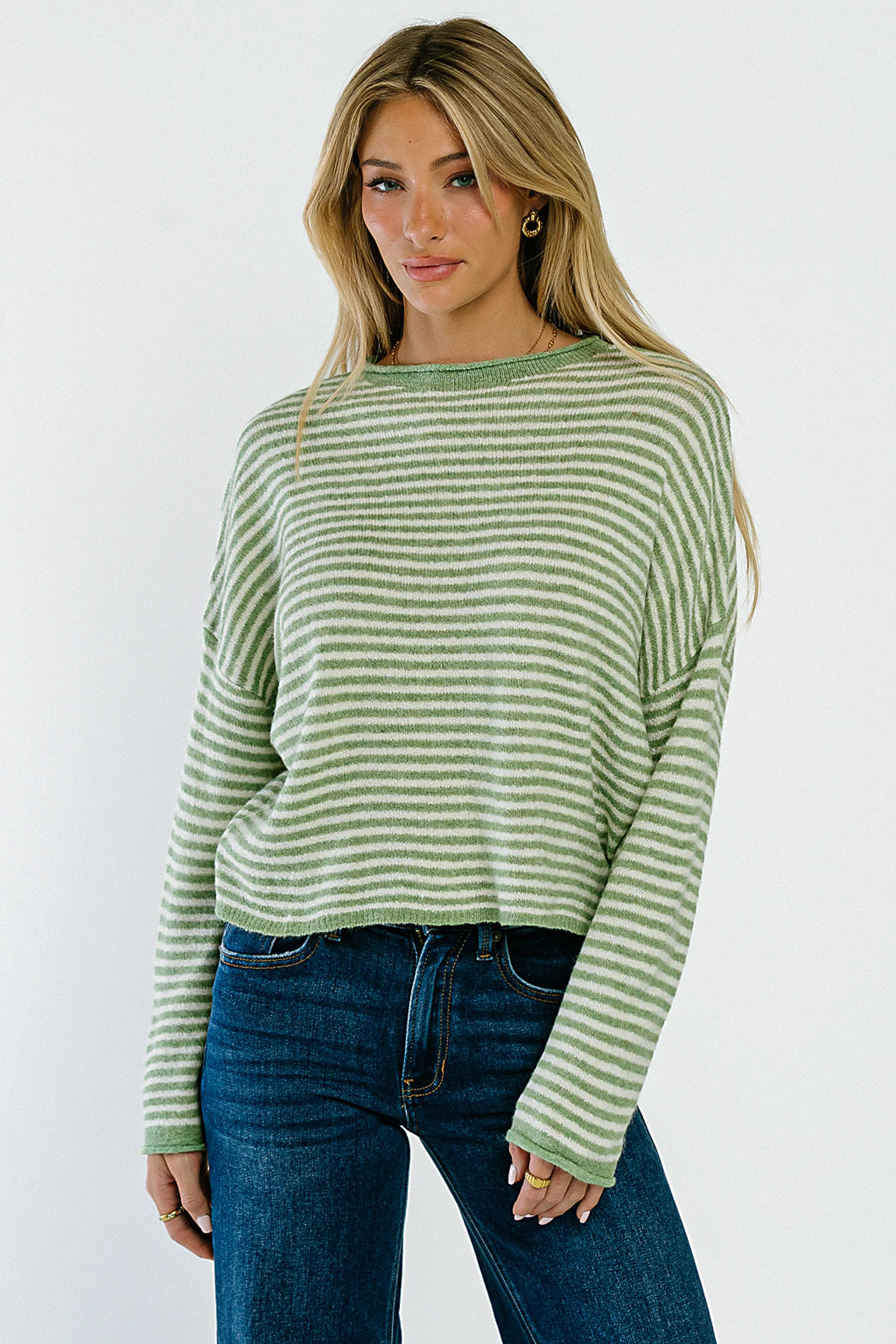 Marcie Striped Sweater in Green | Böhme US