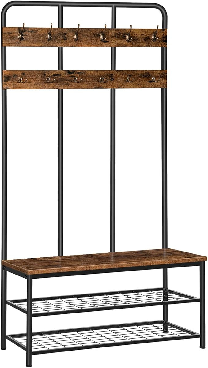 HOOBRO Hall Tree with Bench, Entryway Bench with Coat Rack, Mud Room Bench with 12 Double Hooks a... | Amazon (US)
