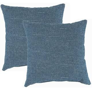 16 in. L x 16 in. W x 4 in. T Outdoor Throw Pillow in Tory Denim (2-Pack) | The Home Depot