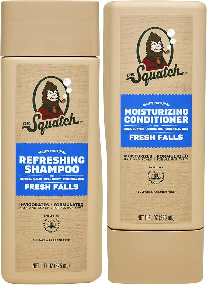 Dr. Squatch Natural Hair Bundle for Men - Healthy, Full Looking Hair - Fresh Falls Shampoo (11 fl... | Amazon (US)