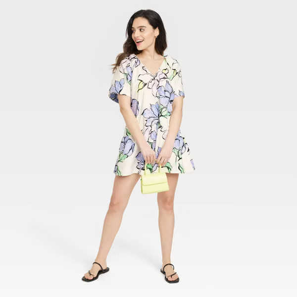 Women's Flutter Short Sleeve Mini Poplin Dress - A New Day™ | Target