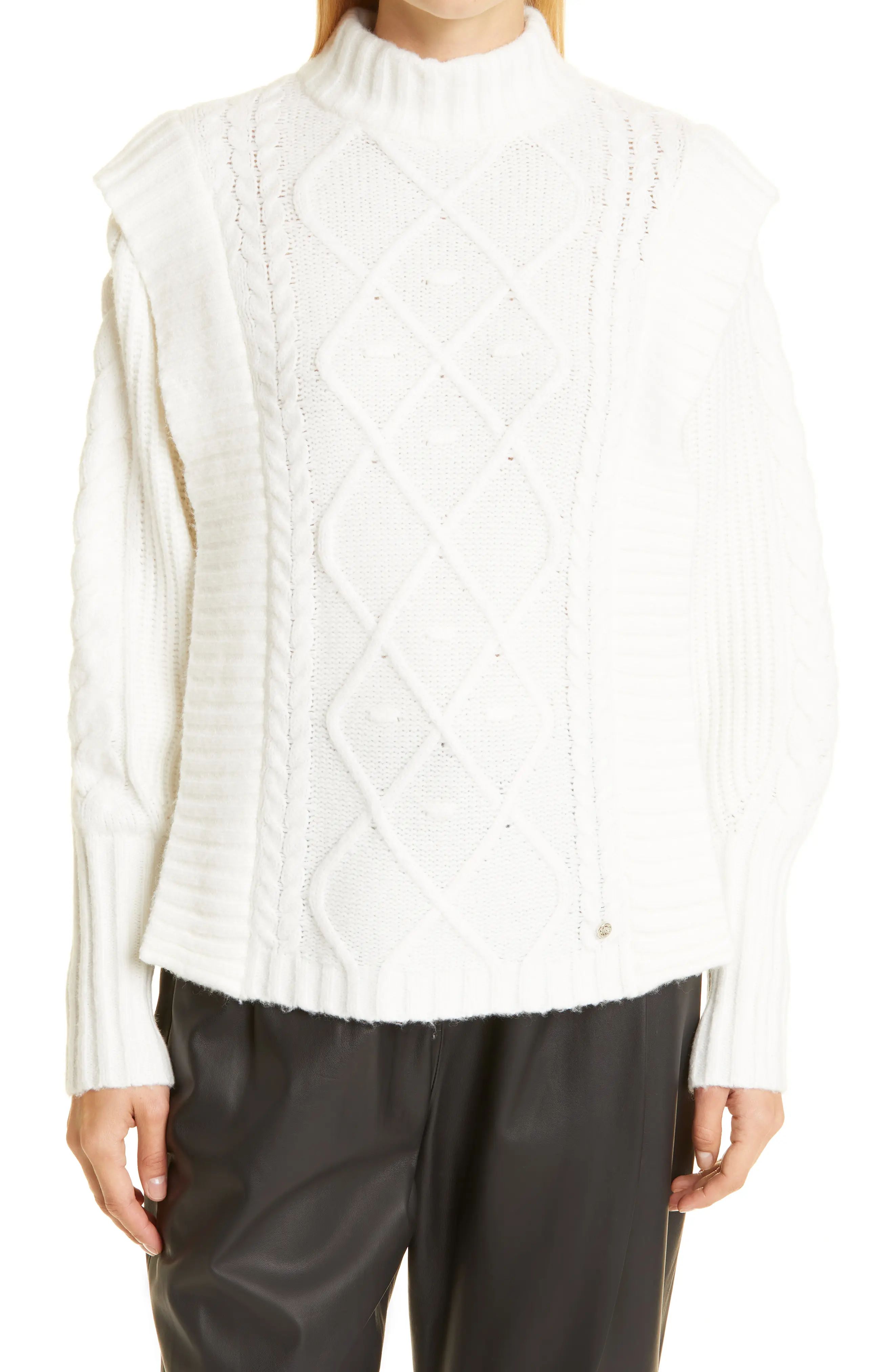 Ted Baker London Llotiey Cable Sweater, Size 4 in White at Nordstrom | Nordstrom