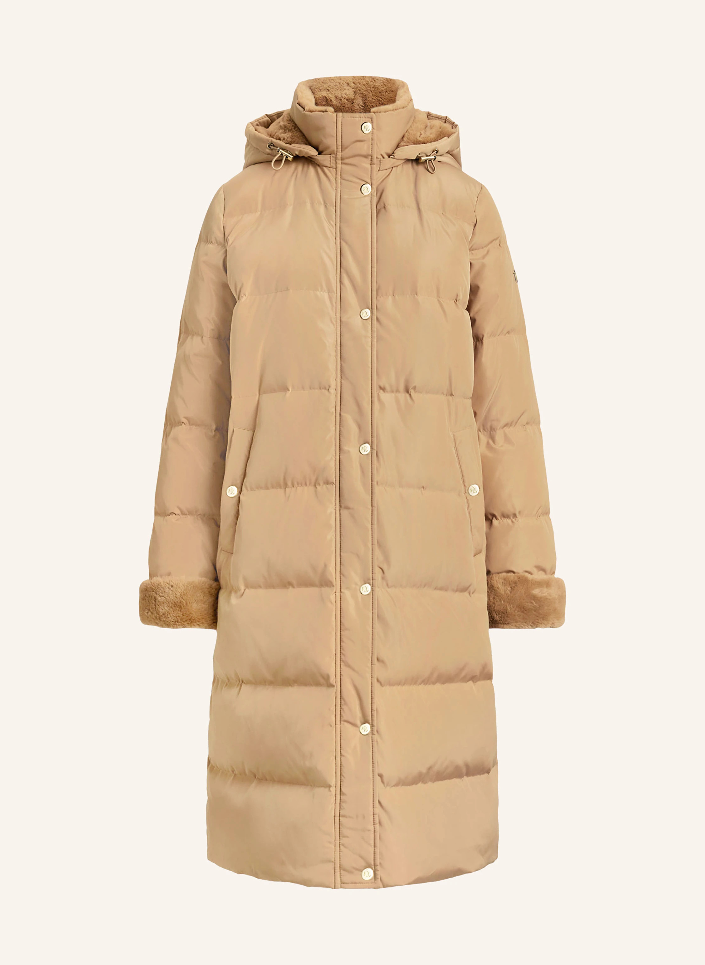 LAUREN RALPH LAUREN Daunenmantel mit Kunstfell und abnehmbarer Kapuze in camel | Breuninger (DACH)