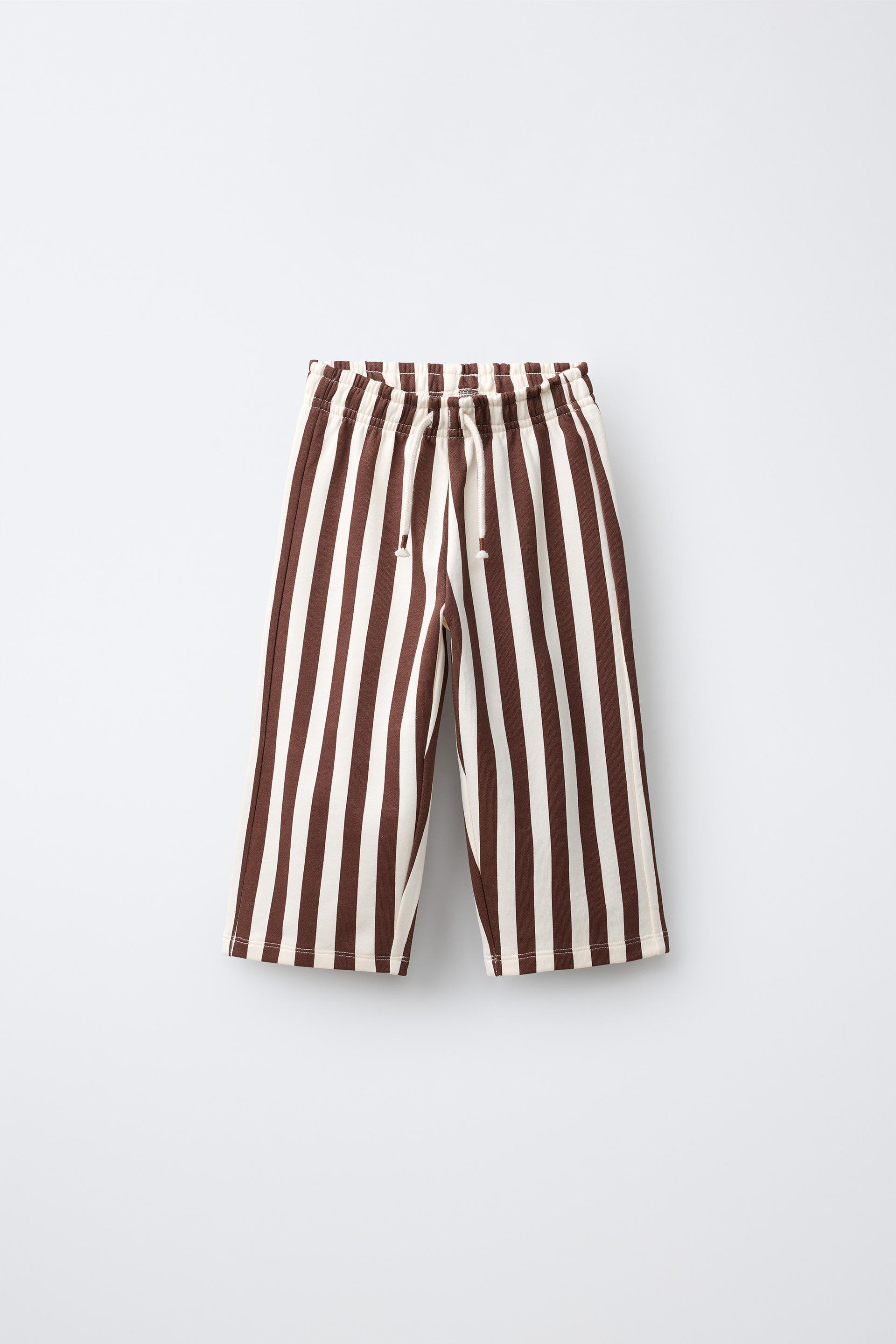 Zara - Striped Sweatshirt Culottes - Chocolate - 4 Years (40,9 Inches) - Kids | Zara US