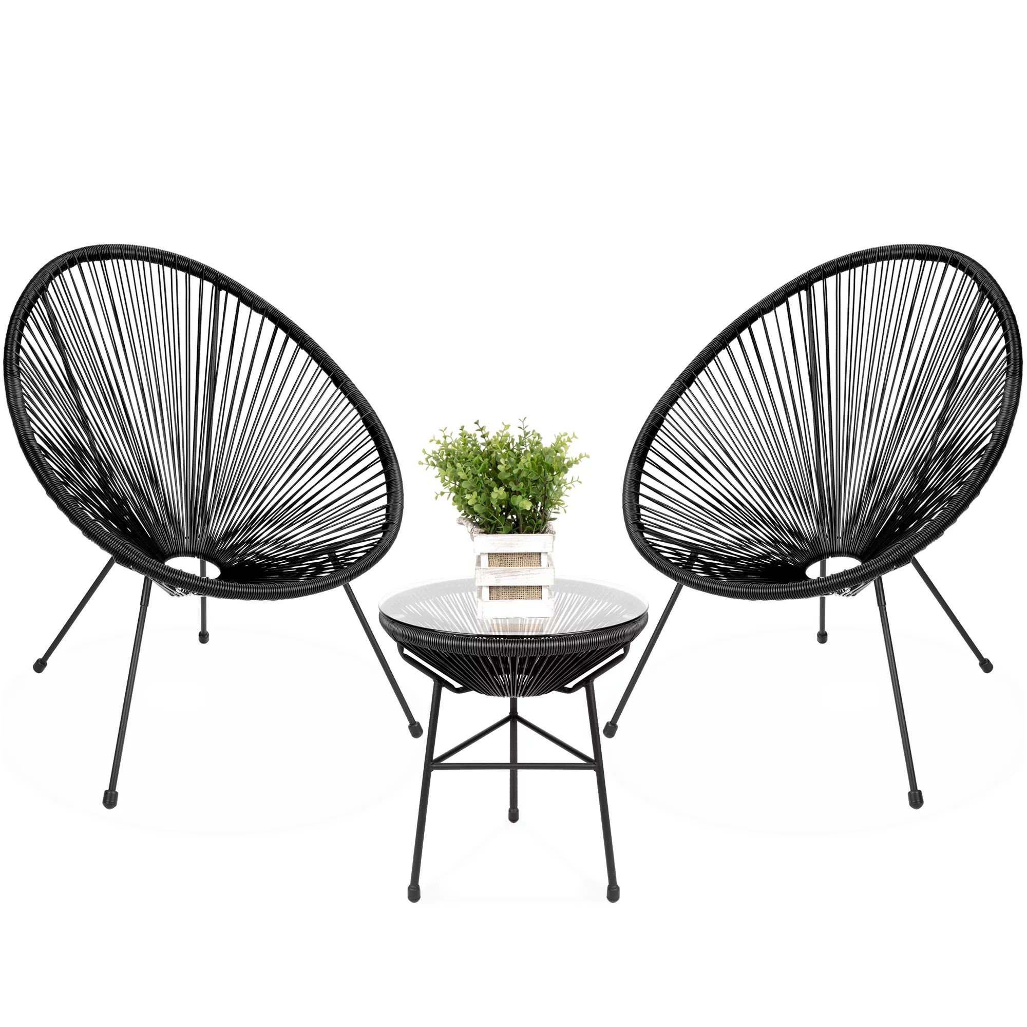 Best Choice Products 3-Piece All-Weather Patio Acapulco Bistro Furniture Set w/ Rope, Glass Top T... | Walmart (US)