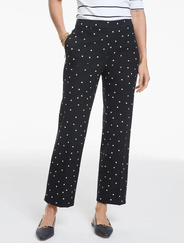 Cotton Bi-Stretch Straight Ankle Pants - Luminous Dot | Talbots