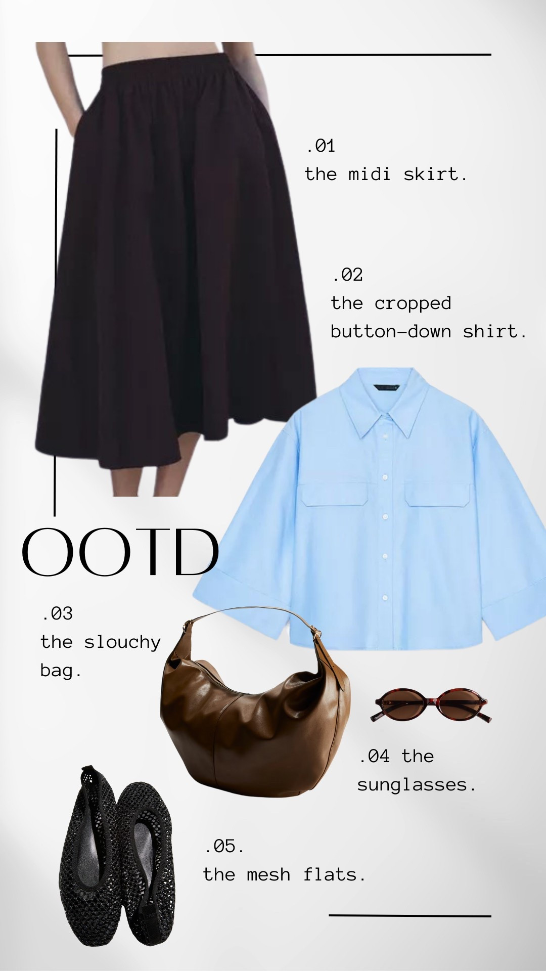 midi skirt | cropped button-down | mesh flats | slouchy bag

#LTKStyleTip #LTKOver40 #LTKWorkwear