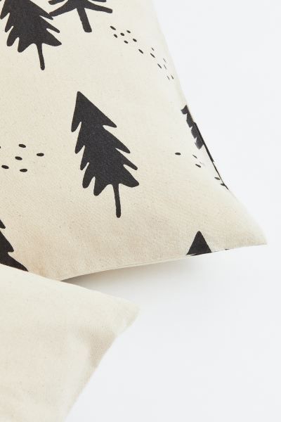 2-pack Cotton Cushion Covers - Natural white/firs - Home All | H&M US | H&M (US + CA)