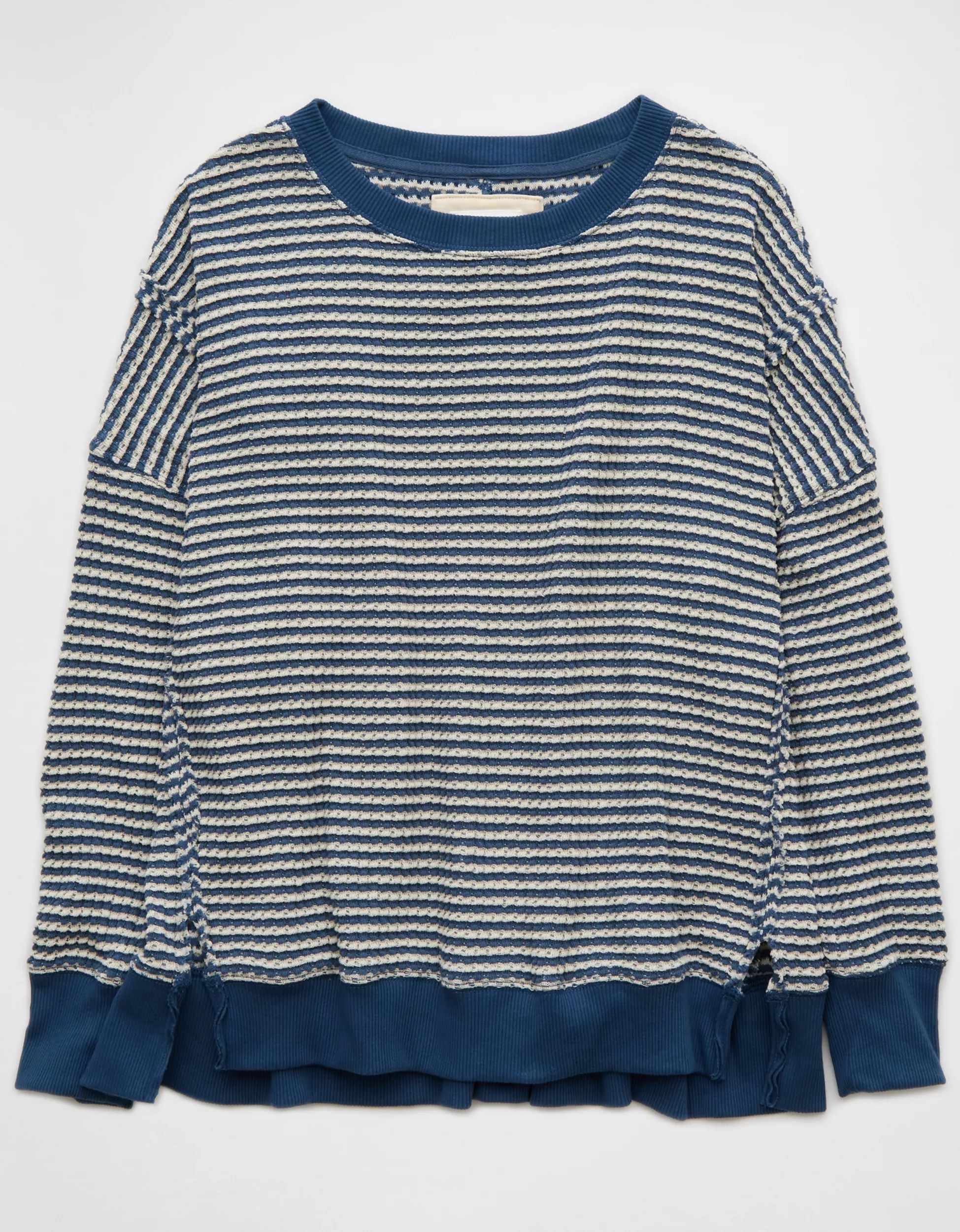 AE Big Hug Waffle Crew Neck Sweatshirt | American Eagle Outfitters (US & CA)