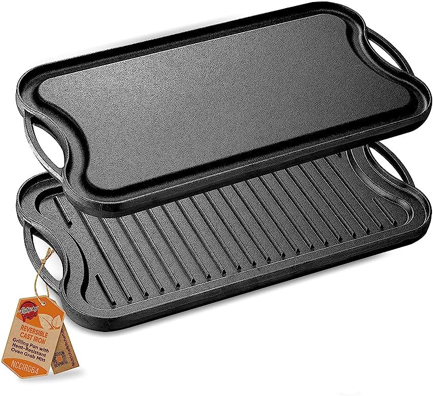 Sensarte Nonstick Griddle Grill Pan, Reversible Grill & Griddle Pan, Two Burner Cast Aluminum Griddl | Amazon (US)