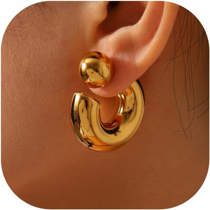 Ritach Chunky Gold Earrings for Women Trendy 14K Thick Gold Hoop Earrings Hypoallergenic Statemen... | Amazon (US)