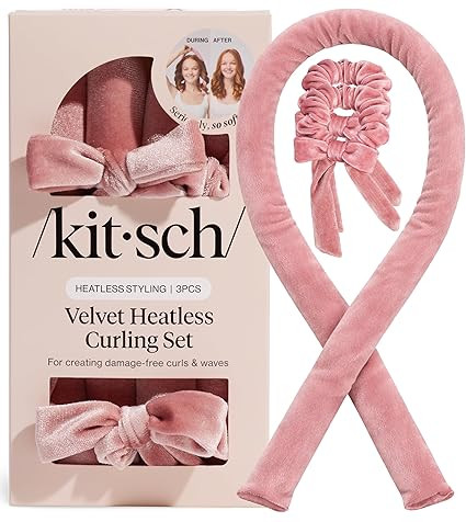 Kitsch Velvet Heatless Curling Set - Heatless Curls Overnight - Comfortable No Heat Hair Curlers ... | Amazon (US)