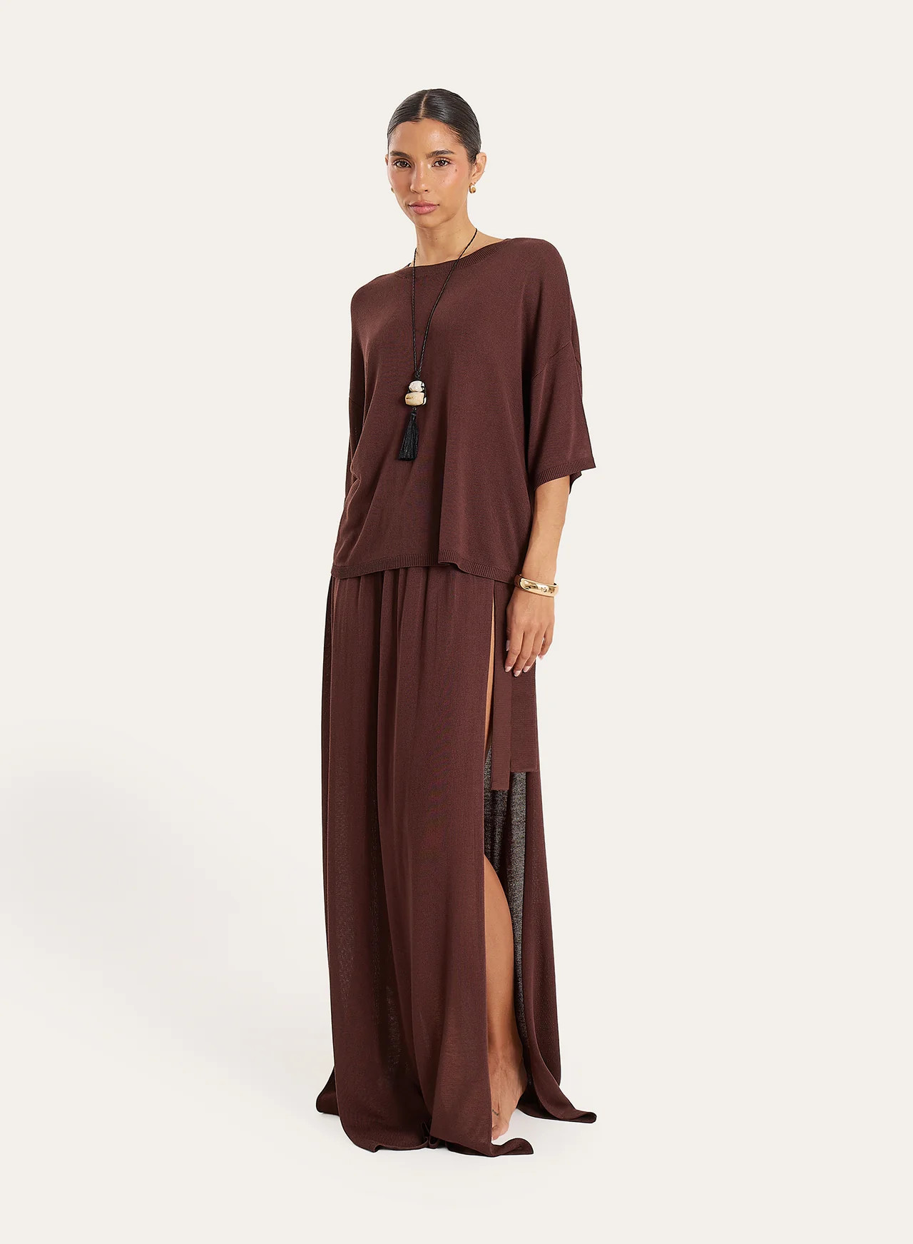 Women's Brown Semi Sheer Short Sleeve Top | Lydia | 4th & Reckless | 4th & Reckless