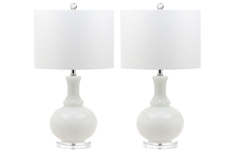 S/2 Myron Table Lamps, White | One Kings Lane