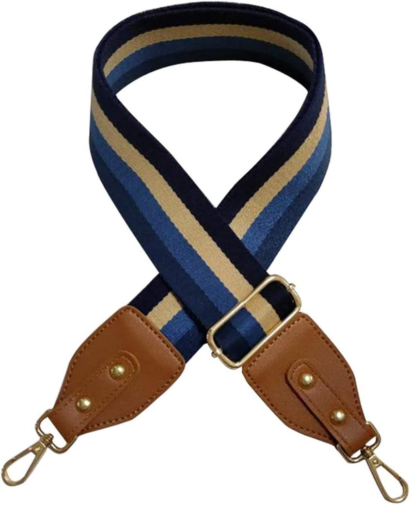 Beacone Wide Purse Strap Replacement Adjustable Crossbody Handbag Strap Belt, Stripe Navy Blue Br... | Amazon (CA)